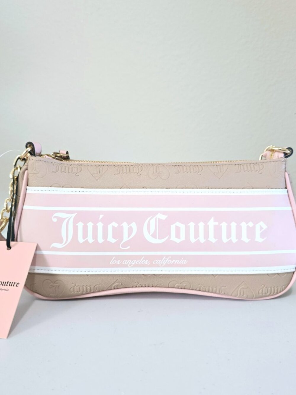 Juicy Couture Baguette Shoulder Bag Pink Monogram NWT - Picture 2 of 6